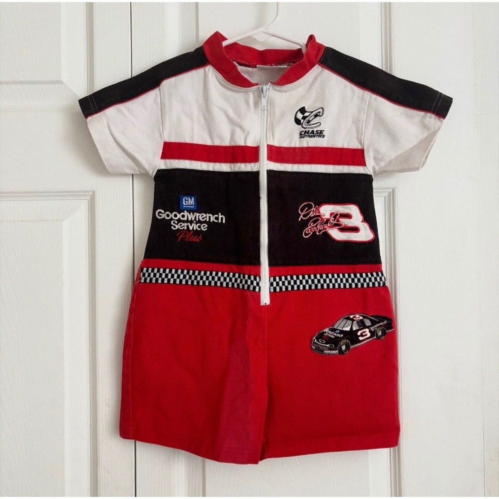 Vintage Chase Authentics Kids Romper Dale Earnhardt NASCAR Racing #3 Zip 18-24M